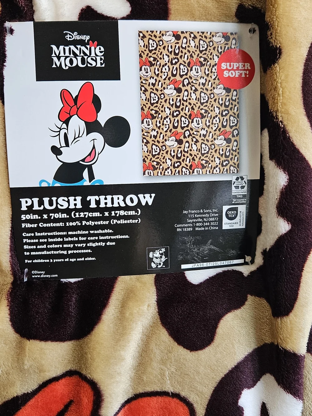 Disney Minnie Mouse Plush Throw Blanket - Red & Black